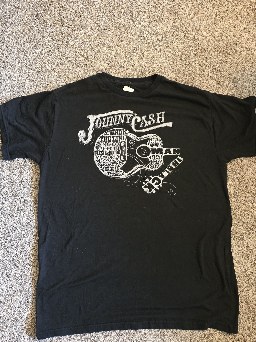 Men's Black Short-Sleeve Johnny Cash Guitar Graphic Tee